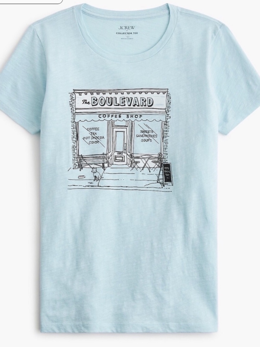 J. Crew Coffee Shop Graphic Tee Women XXL Blue